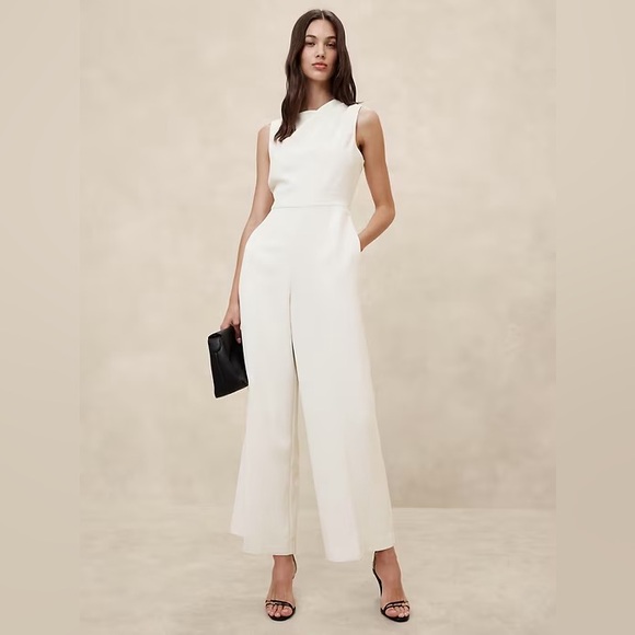 Banana Republic Pants - NWT Banana Republic Sleeveless Cowl Neck Wide-Leg Jumpsuit in Ivory Sz. 14
